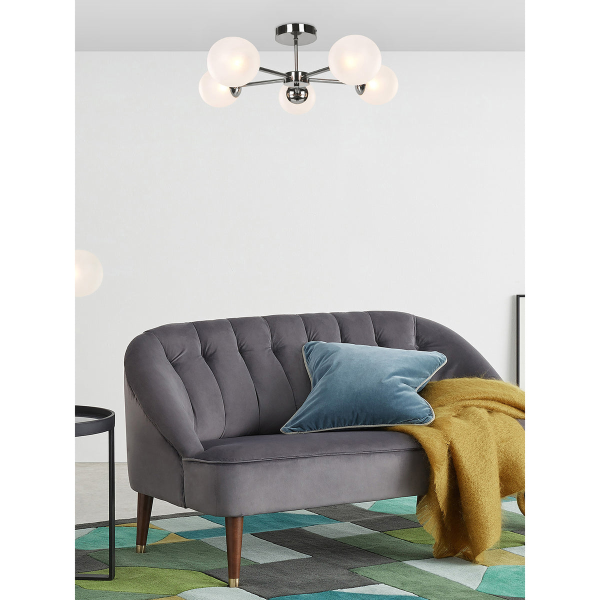 MADE.COM Chrome Globe 5 Light Flush Ceiling