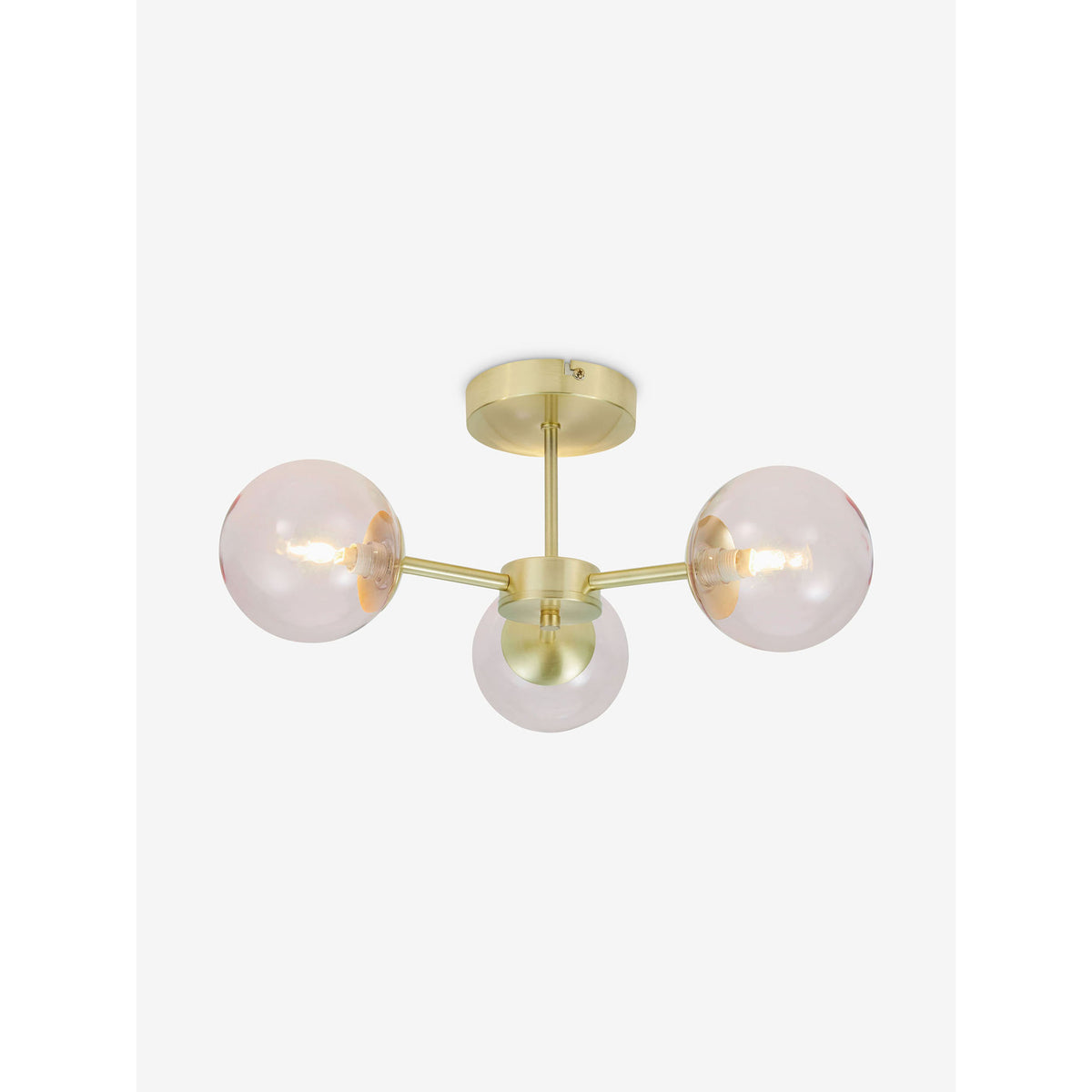 MADE.COM Pink Globe 3 Light Flush Ceiling