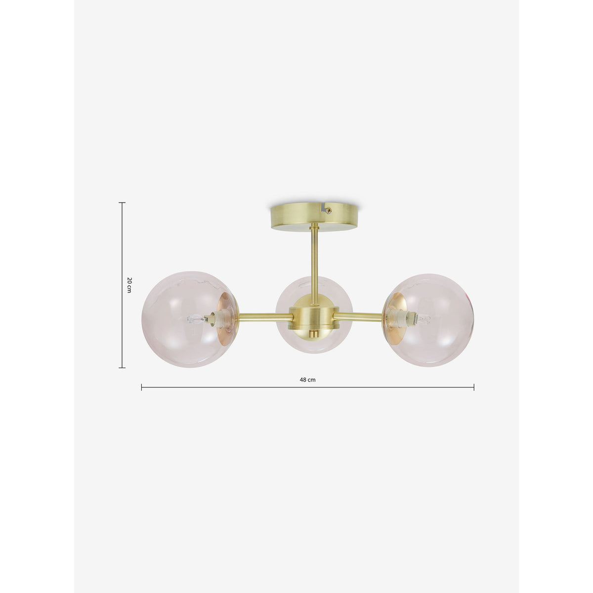 MADE.COM Pink Globe 3 Light Flush Ceiling