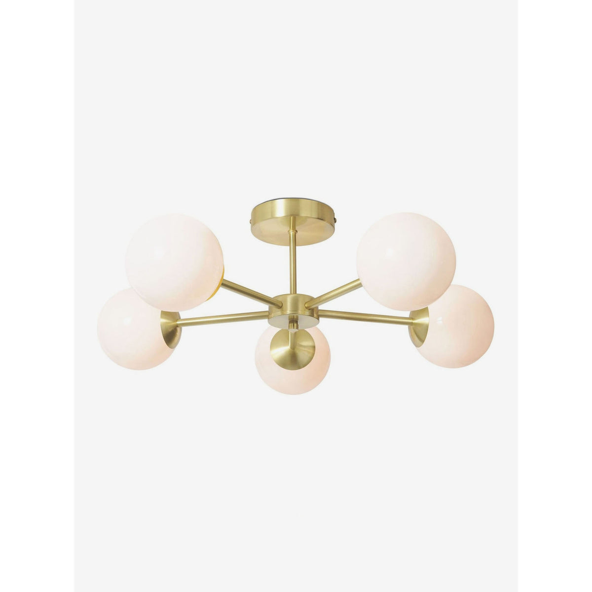 MADE.COM Brass/Opal Globe 5 Light Flush Ceiling