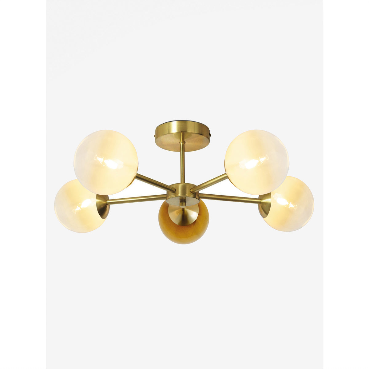 MADE.COM Brass/Green Ombre Globe 5 Light Flush Ceiling
