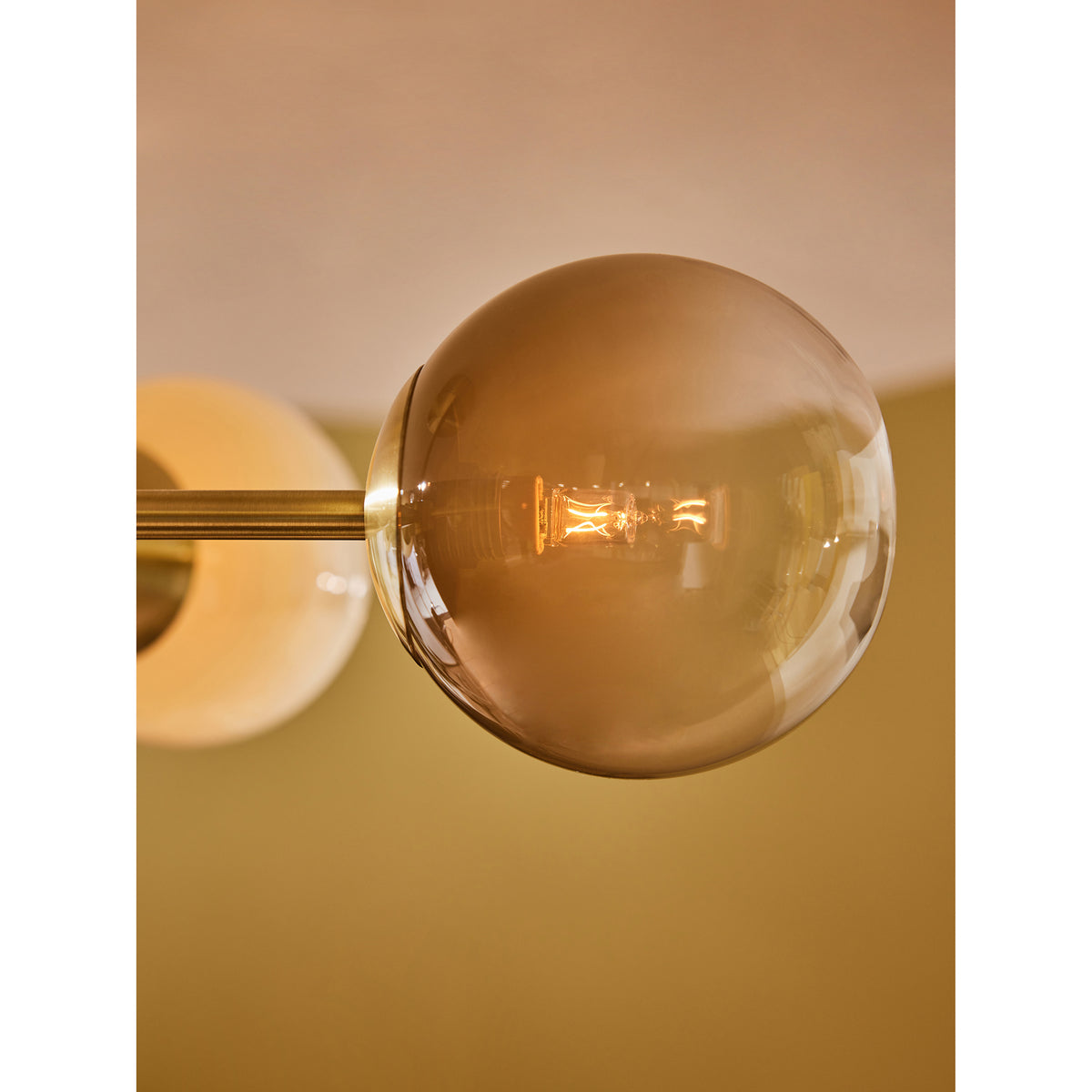 MADE.COM Brass/Green Ombre Globe 5 Light Flush Ceiling