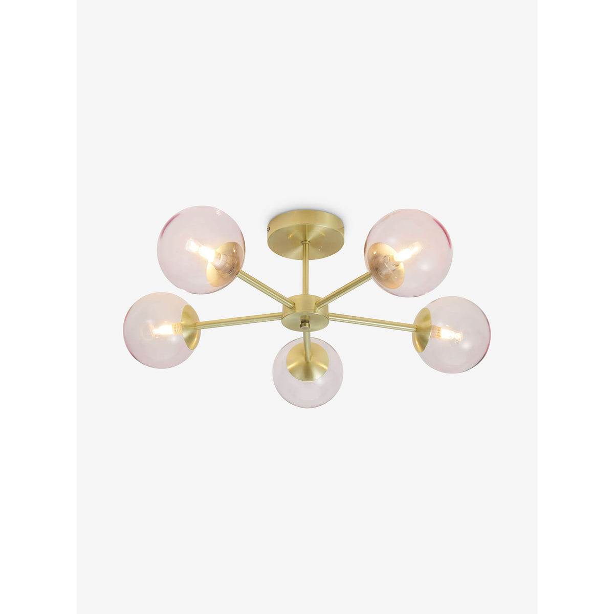 MADE.COM Pink Globe 5 Light Flush Ceiling