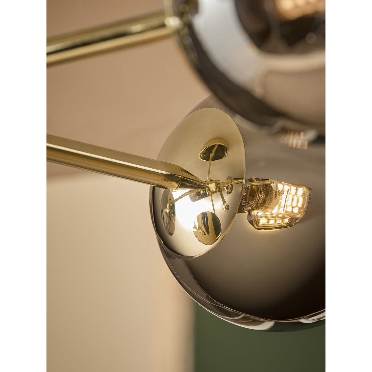 MADE.COM Brass/Smoked Glass Globe 5 Light Flush Ceiling