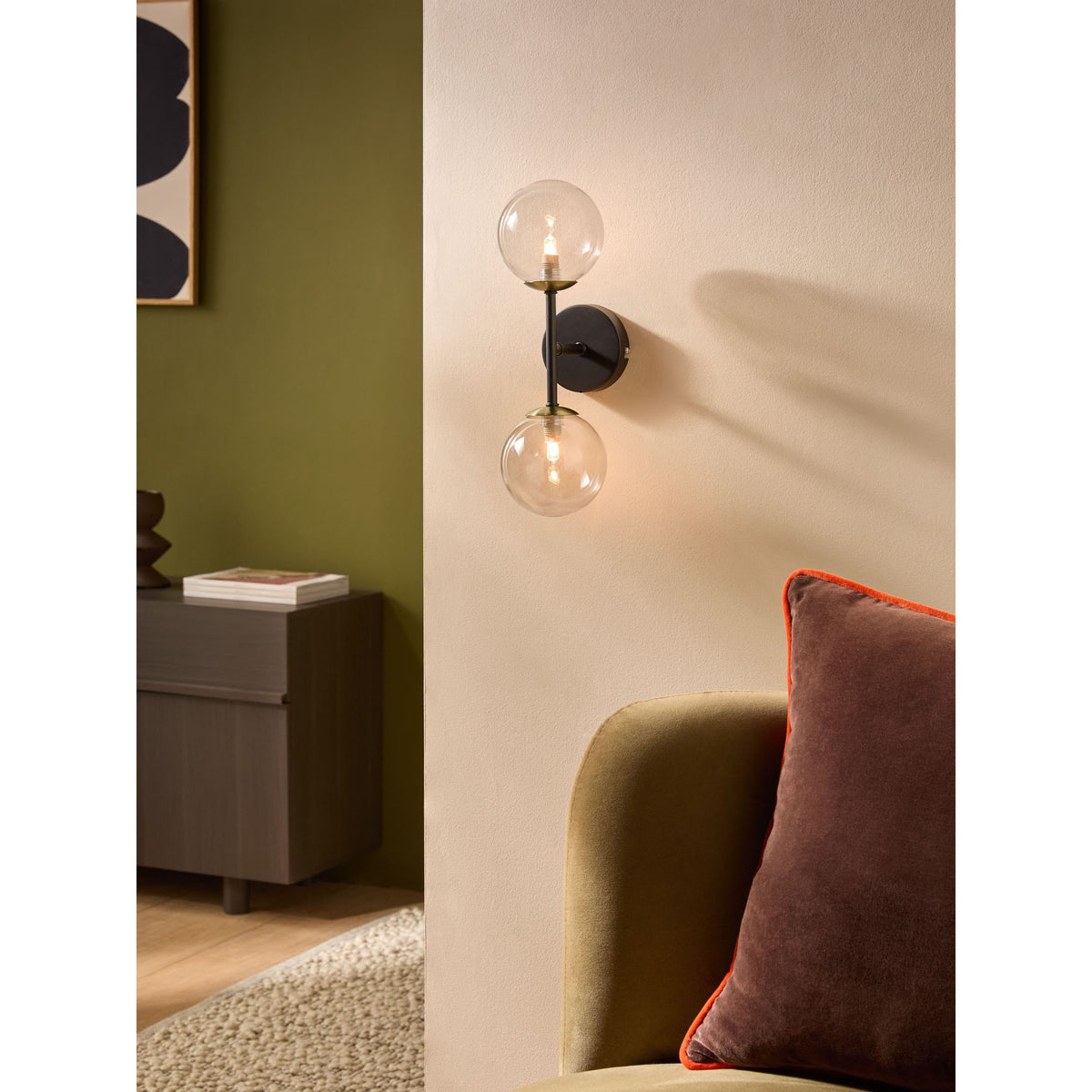 MADE.COM Black Antique Brass Globe Wall Light
