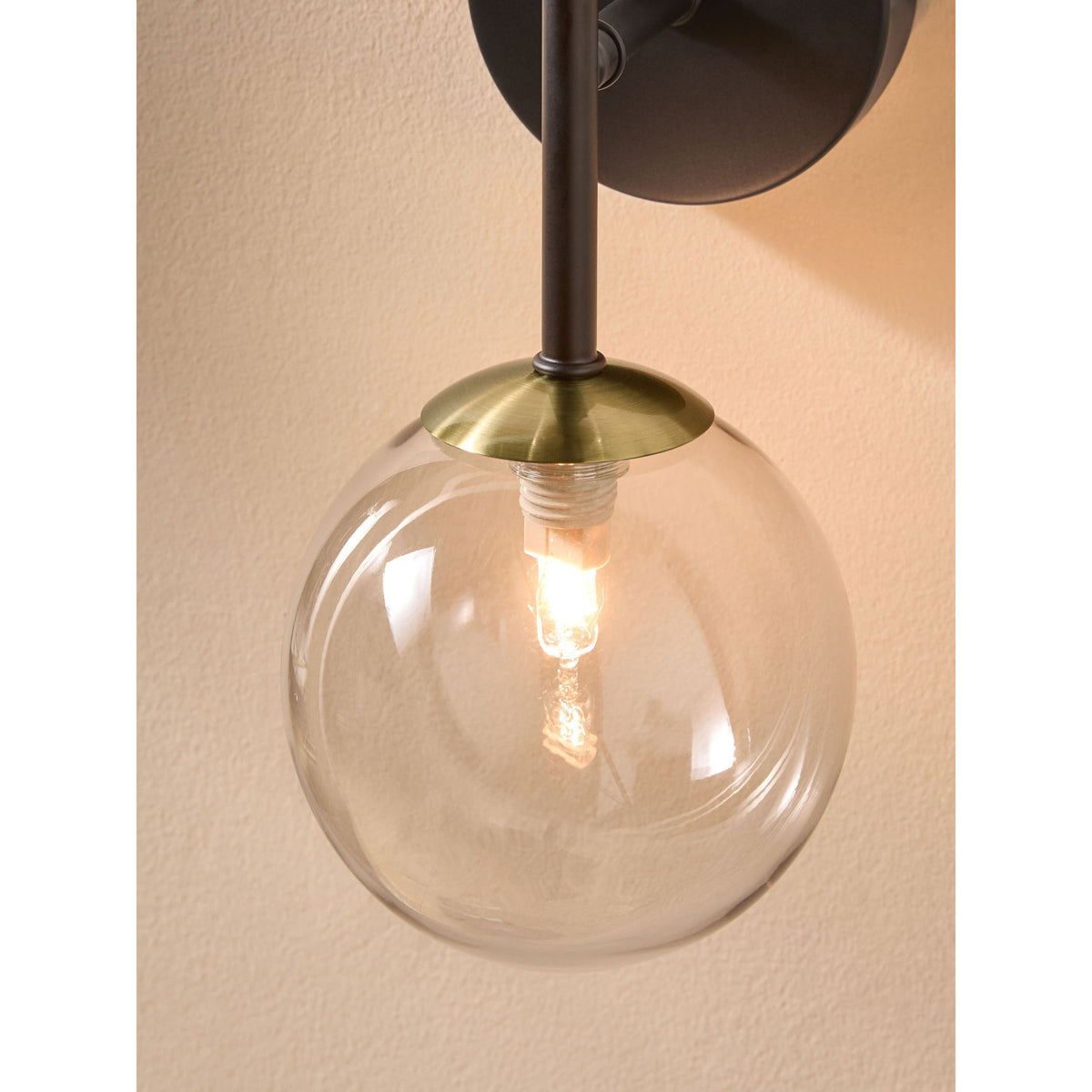 MADE.COM Black Antique Brass Globe Wall Light