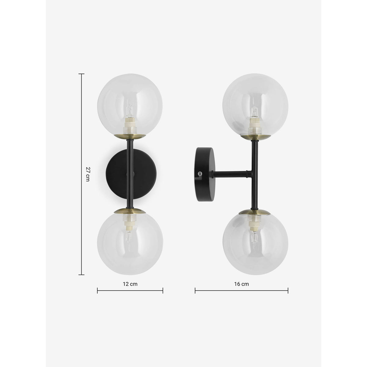 MADE.COM Black Antique Brass Globe Wall Light