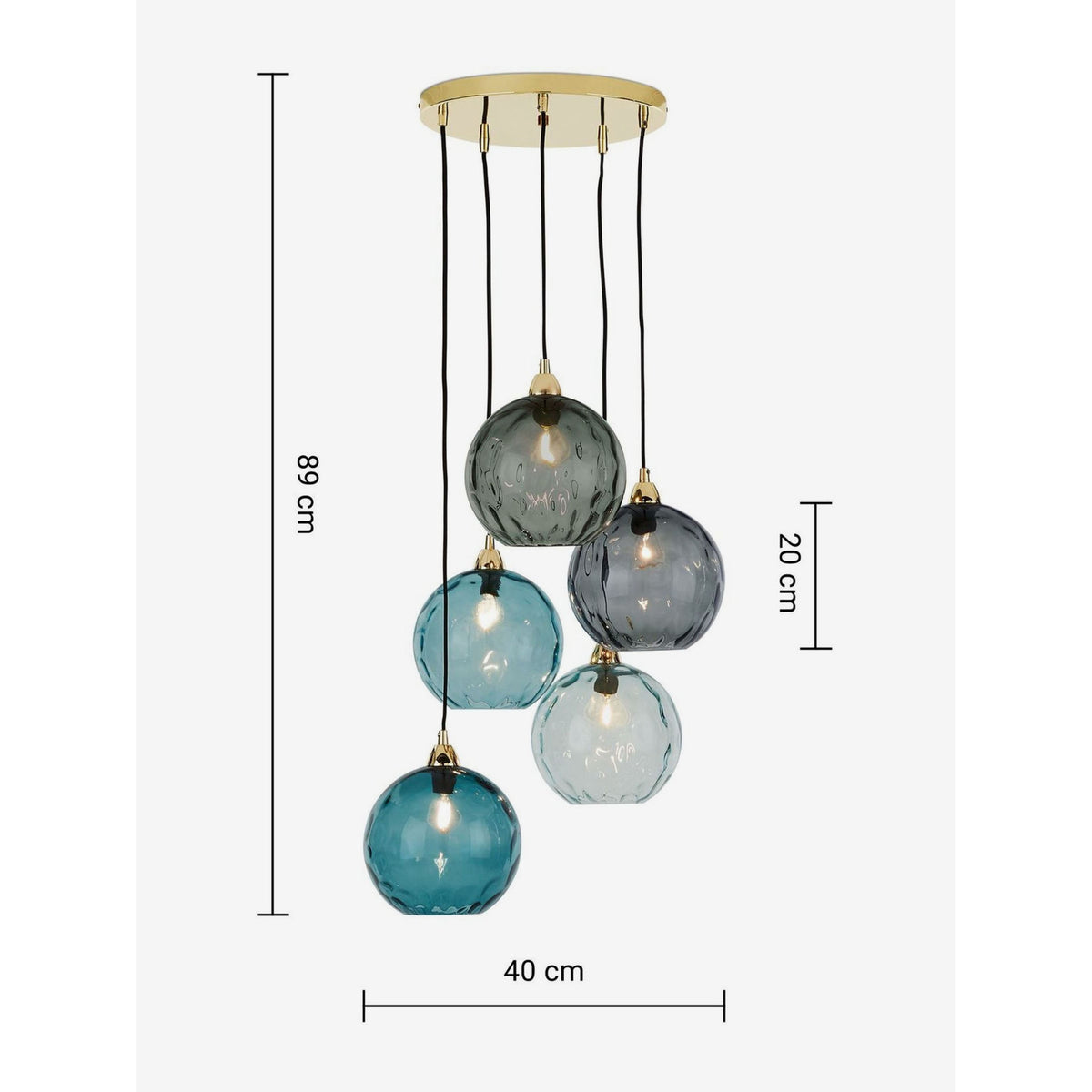 MADE.COM Blue Ilaria 5 Light Cluster Pendant Ceiling Light