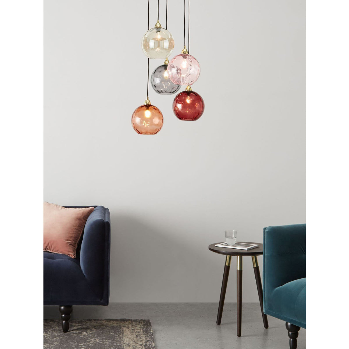 MADE.COM Pink Multi Ilaria 5 Light Cluster Pendant Ceiling Light