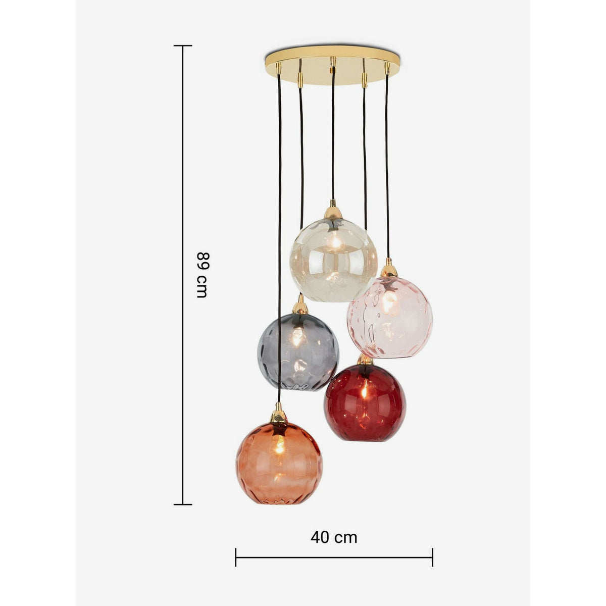 MADE.COM Pink Multi Ilaria 5 Light Cluster Pendant Ceiling Light