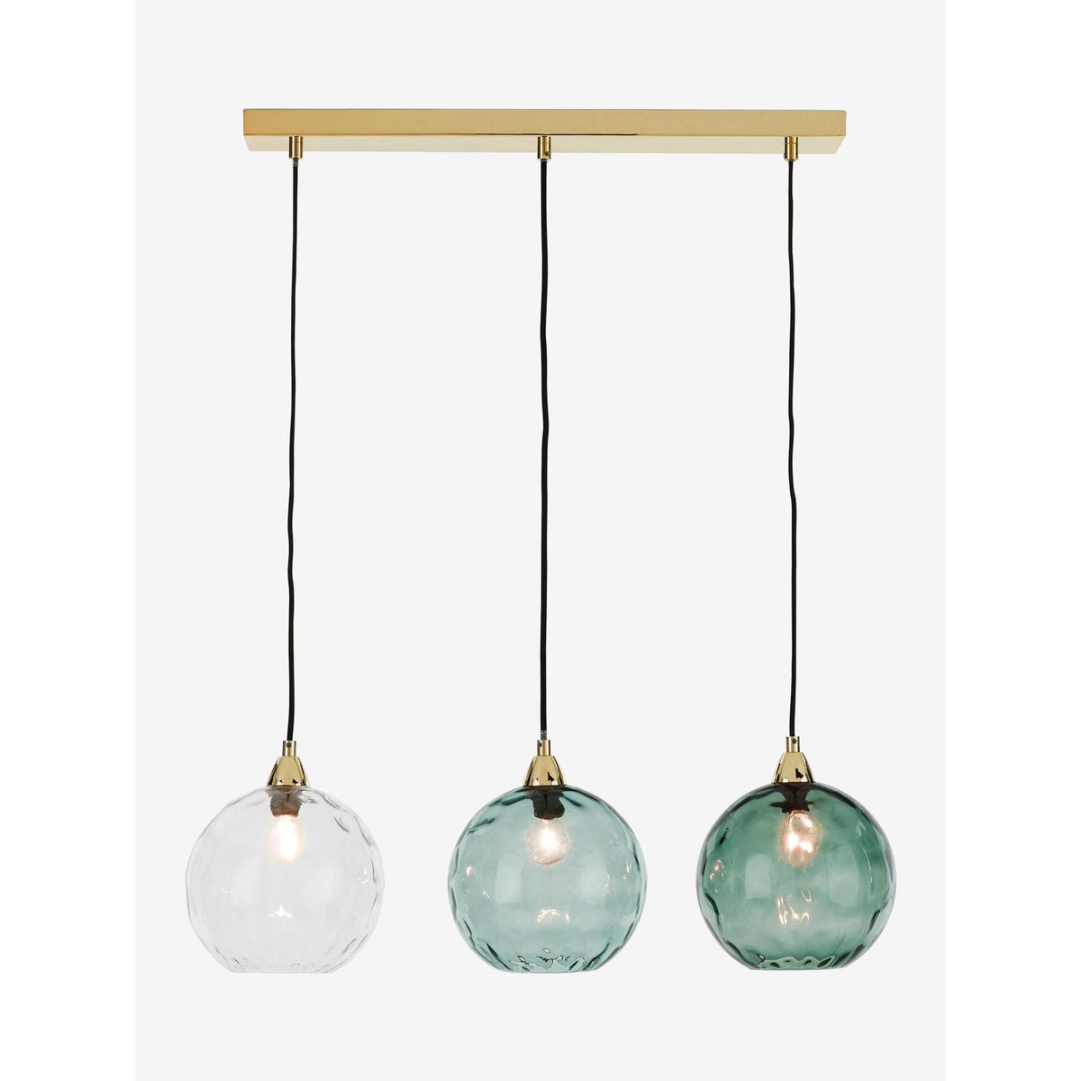 MADE.COM Blue Ilaria 3 Light Linear Pendant Bar Ceiling Light