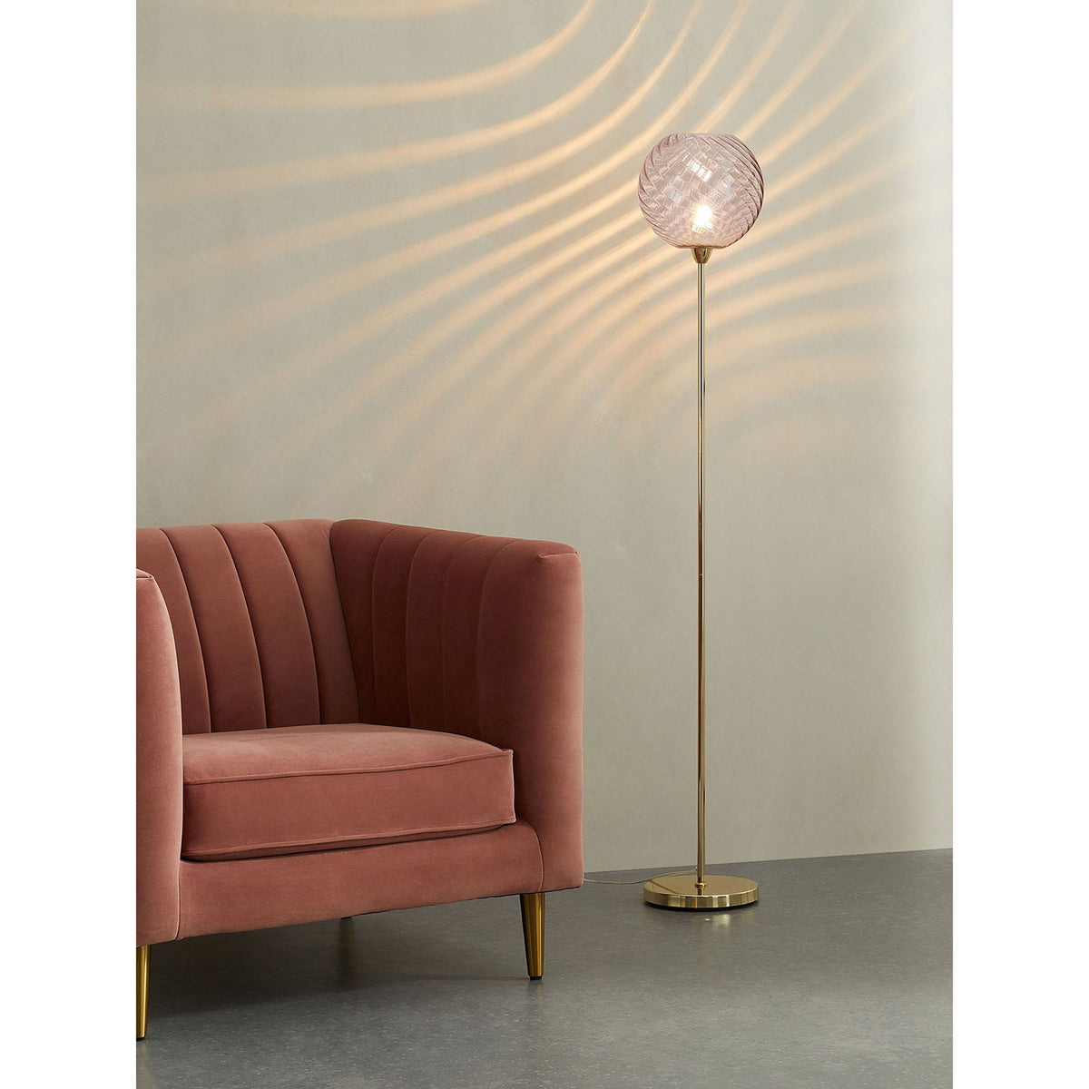 MADE.COM Brass/Pink Ilaria Floor Light