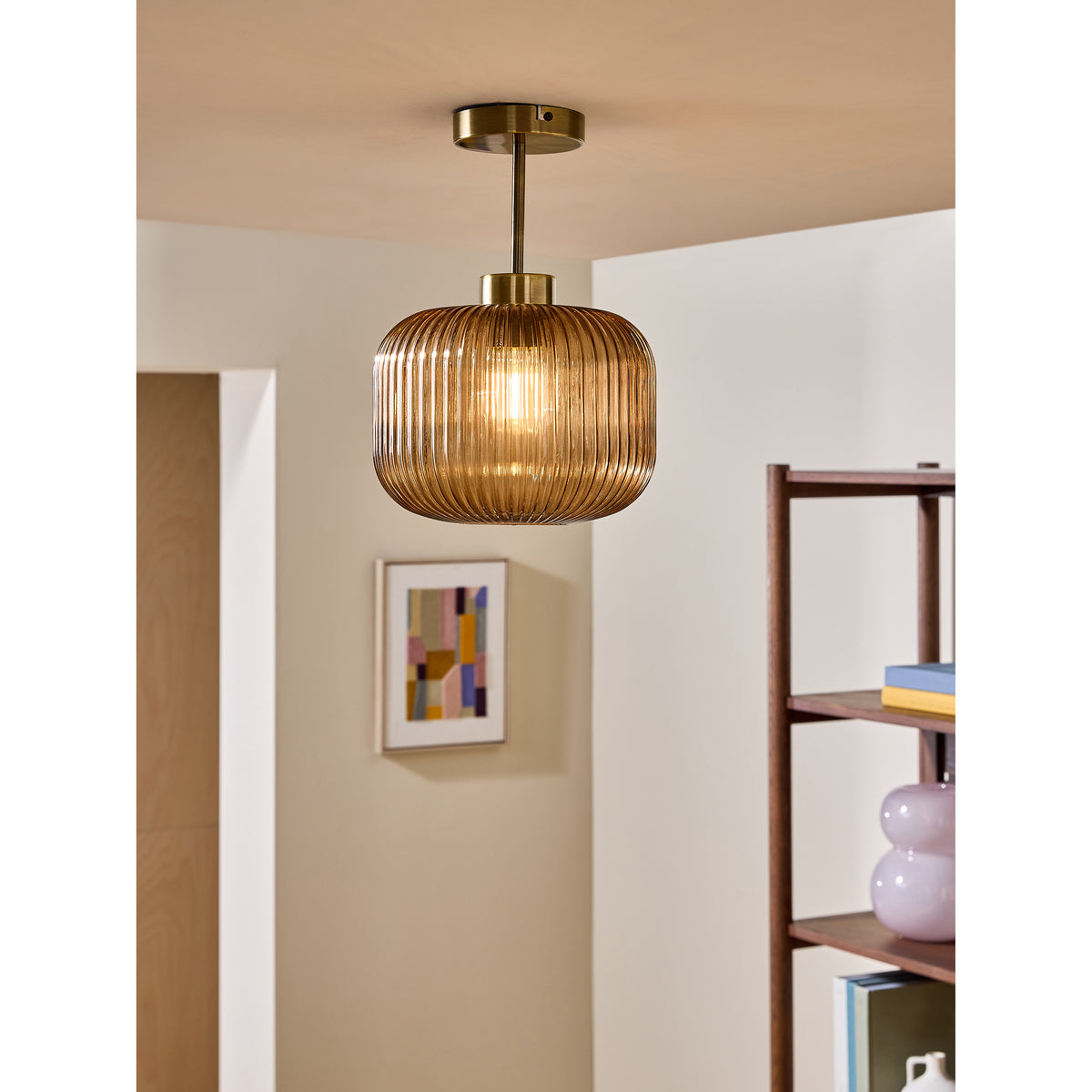 MADE.COM Amber Brown Briz Ceiling Flush Fitting Light