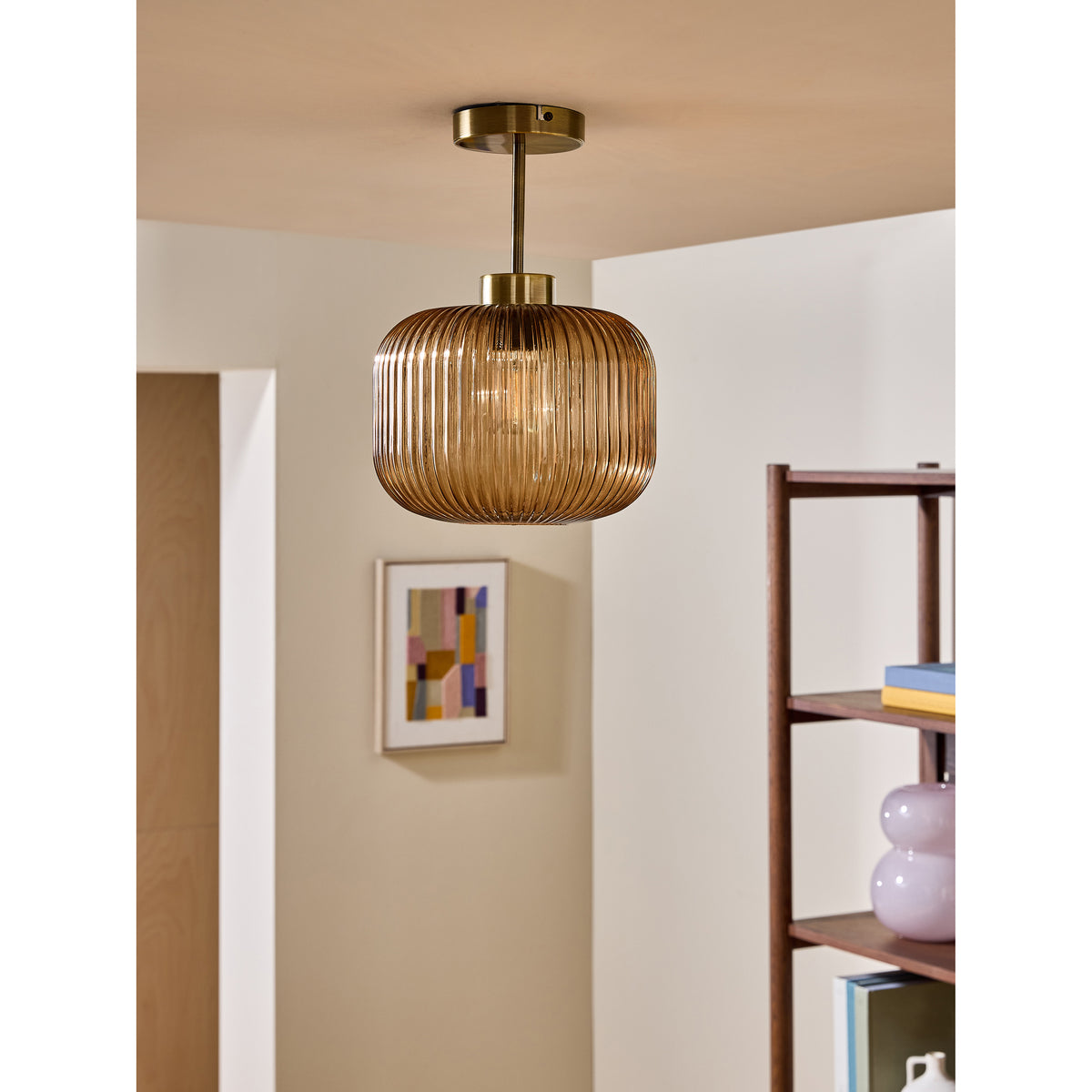 MADE.COM Amber Brown Briz Ceiling Flush Fitting Light