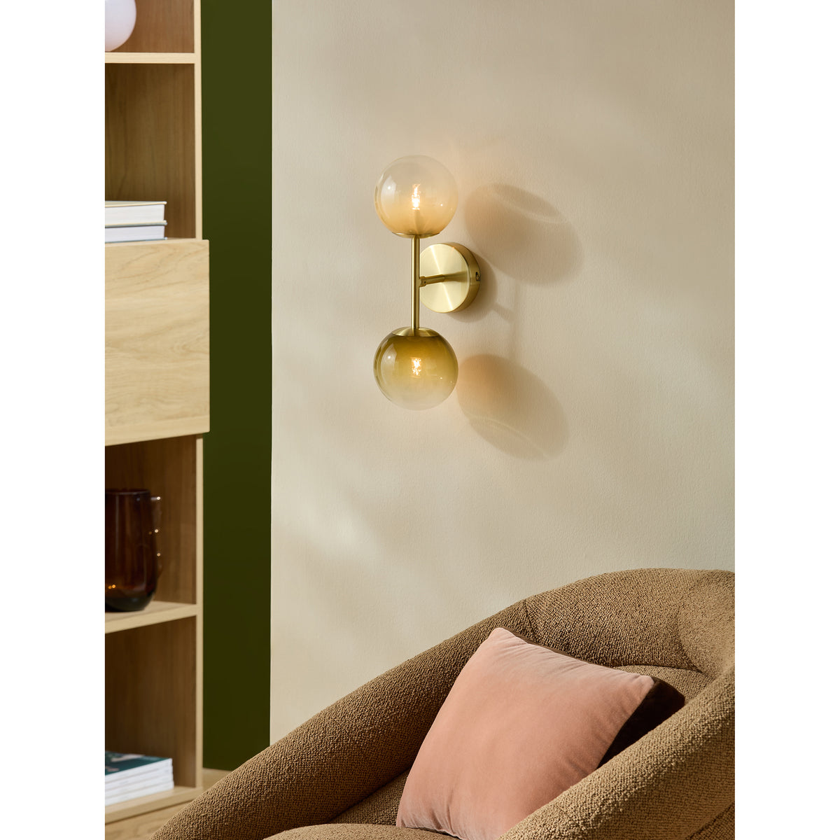 MADE.COM Brass/Green Ombre Globe Wall Light