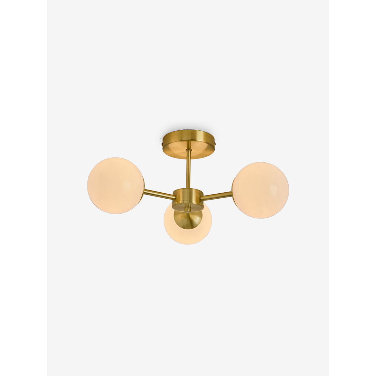 MADE.COM Brass/Opal Globe 3 Light Flush Ceiling