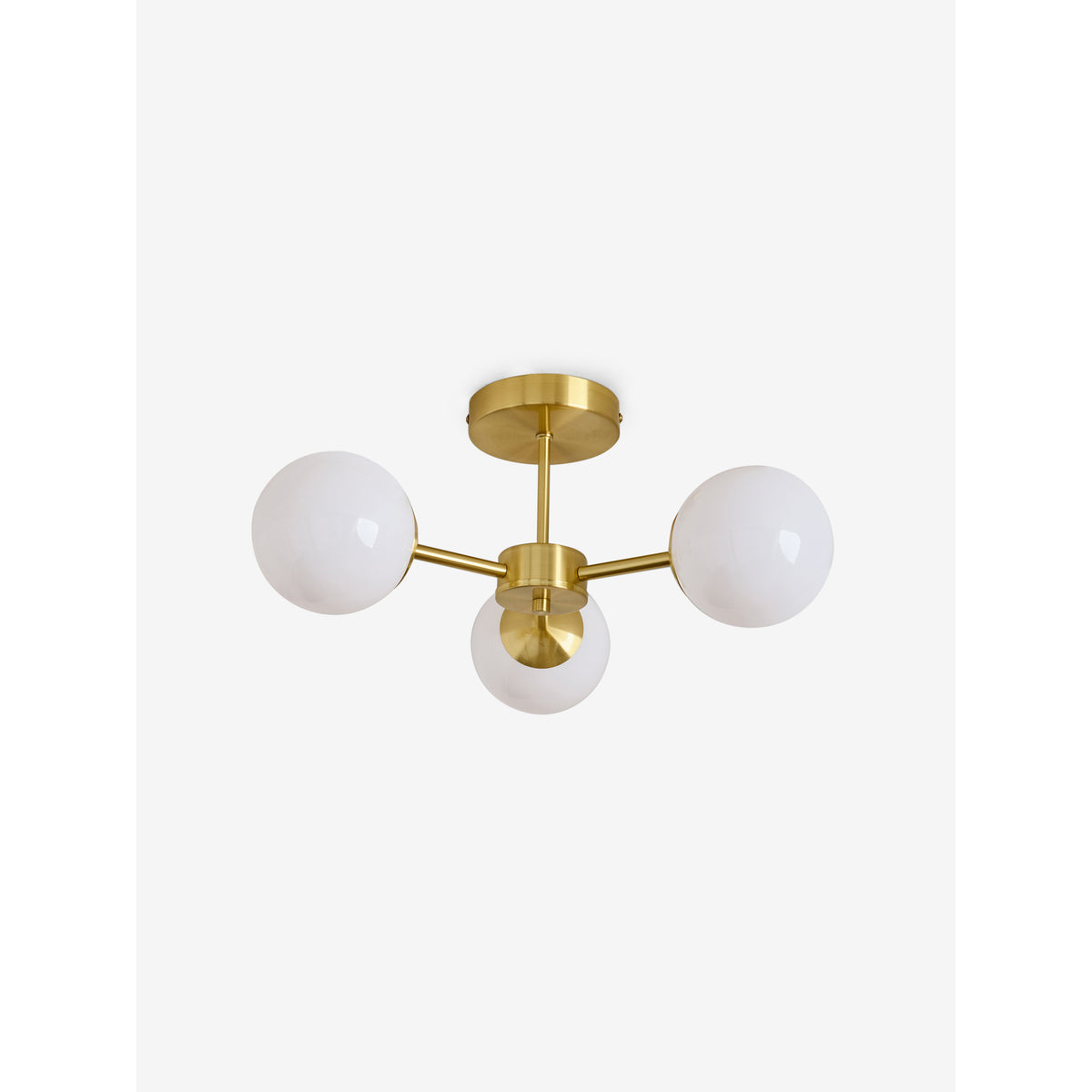 MADE.COM Brass/Opal Globe 3 Light Flush Ceiling