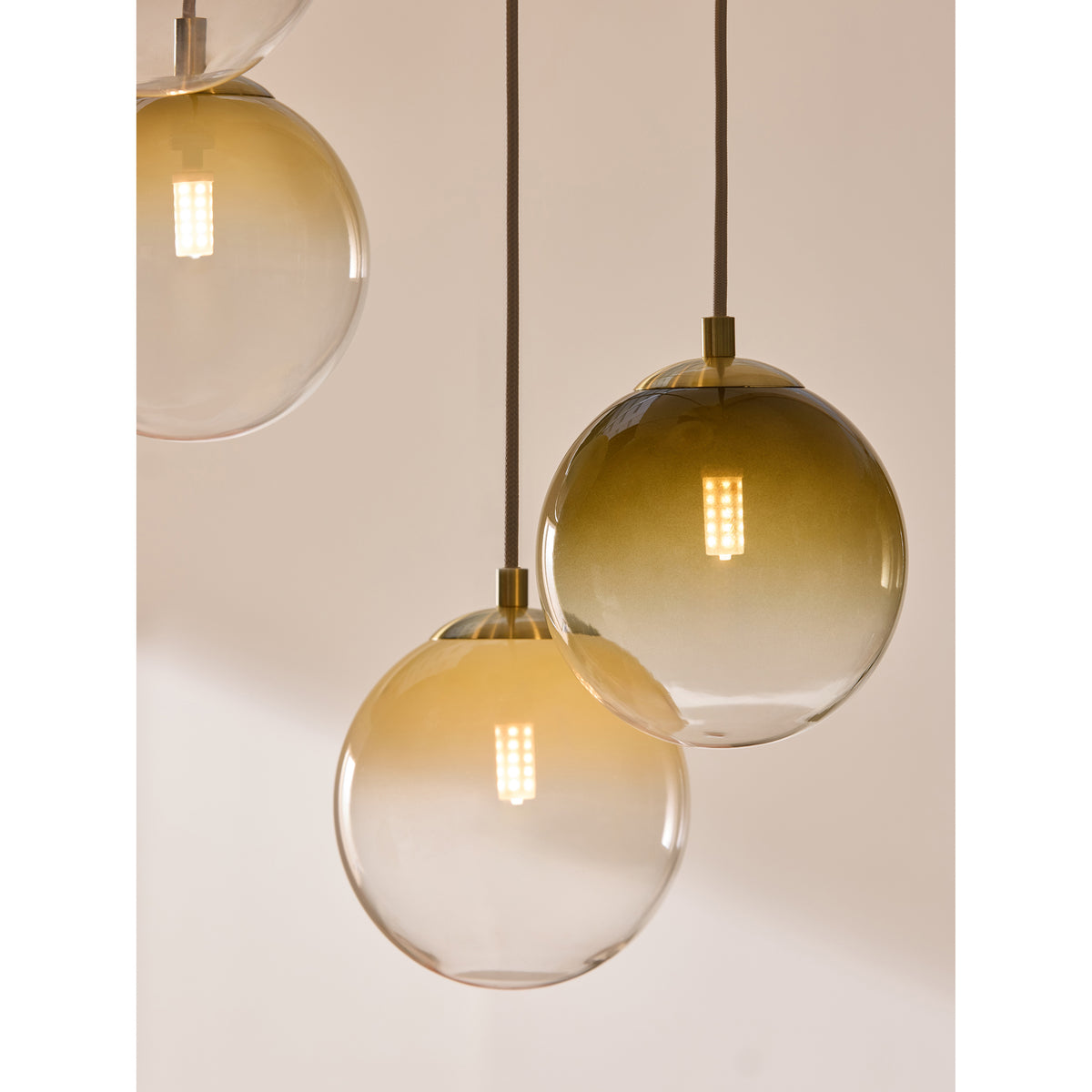 MADE.COM Brass/Green Ombre Globe 5 Light Ceiling