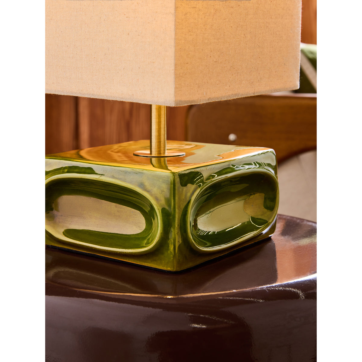 MADE.COM Green/Ecru Nell Ceramic Table Lamp