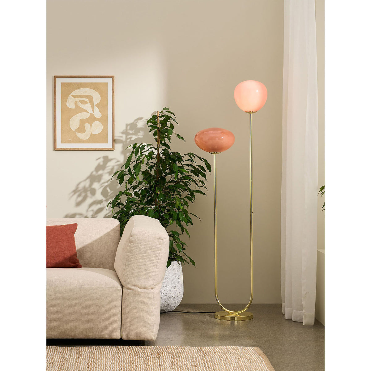 MADE.COM Brass/Pink Adrianne Floor Lamp