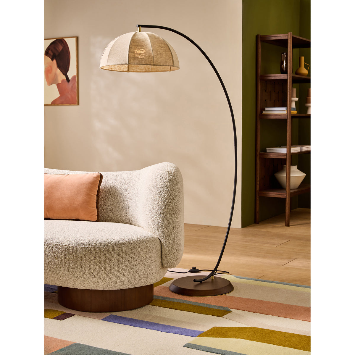 MADE.COM Black/Cream Benny Floor Lamp