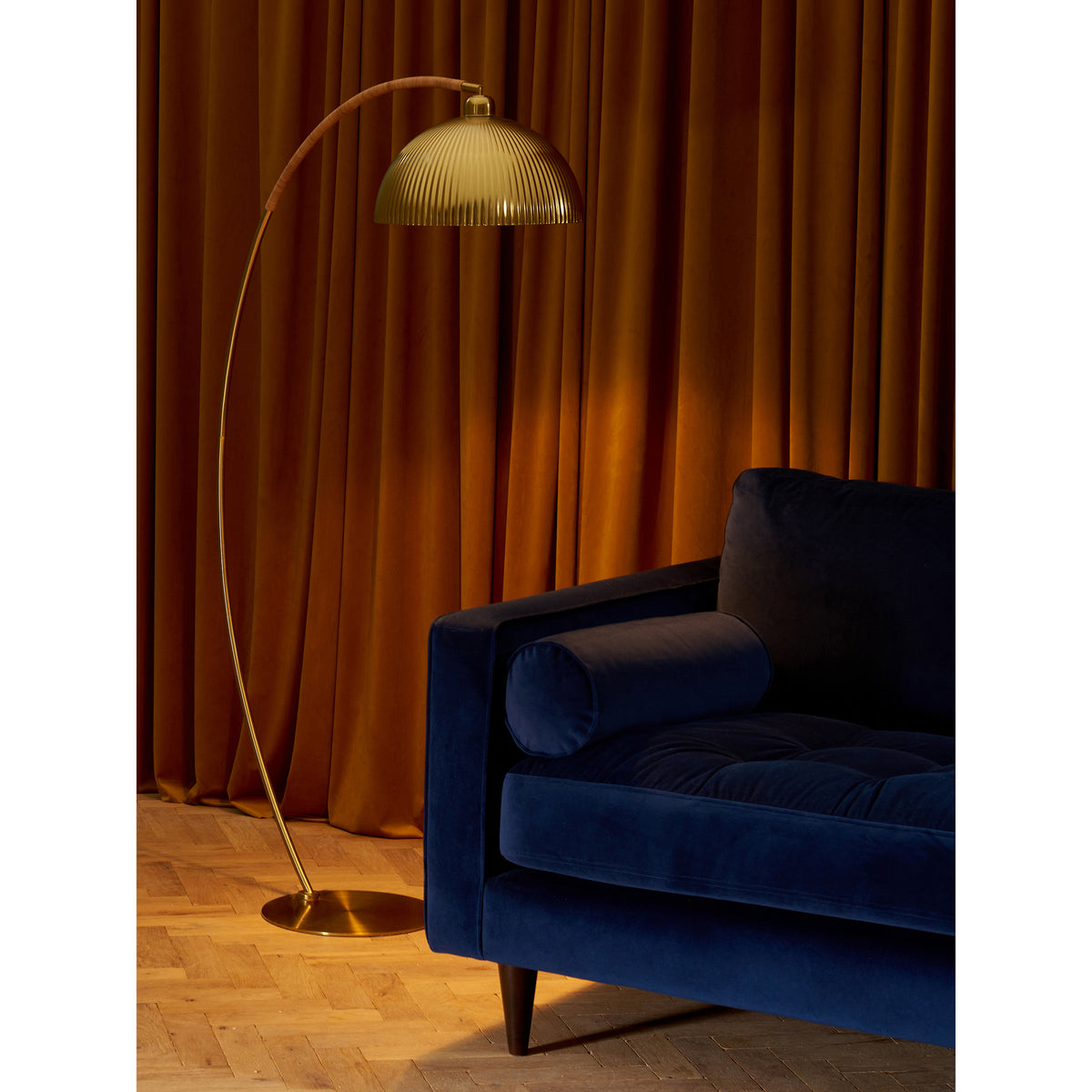 MADE.COM Gold/Bamboo Shell Floor Lamp