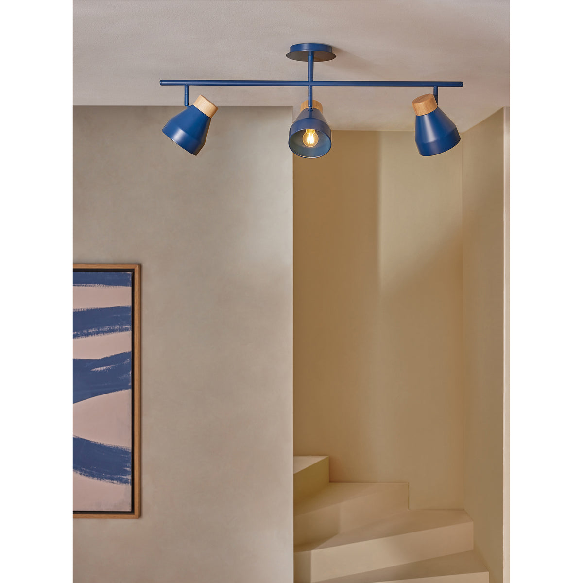MADE.COM Navy Albert 3 Light Linear Pendant Bar Ceiling Light