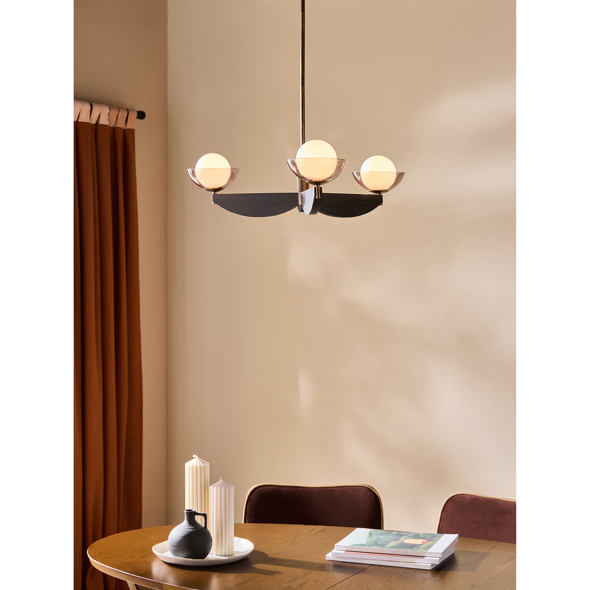 MADE.COM Black Wood Small Layla Ceiling Light