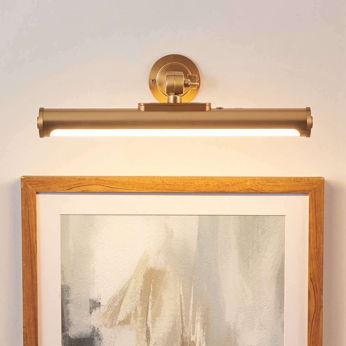 Endon Kas Rechargeable Picture Light Warm brass plate & frosted pc