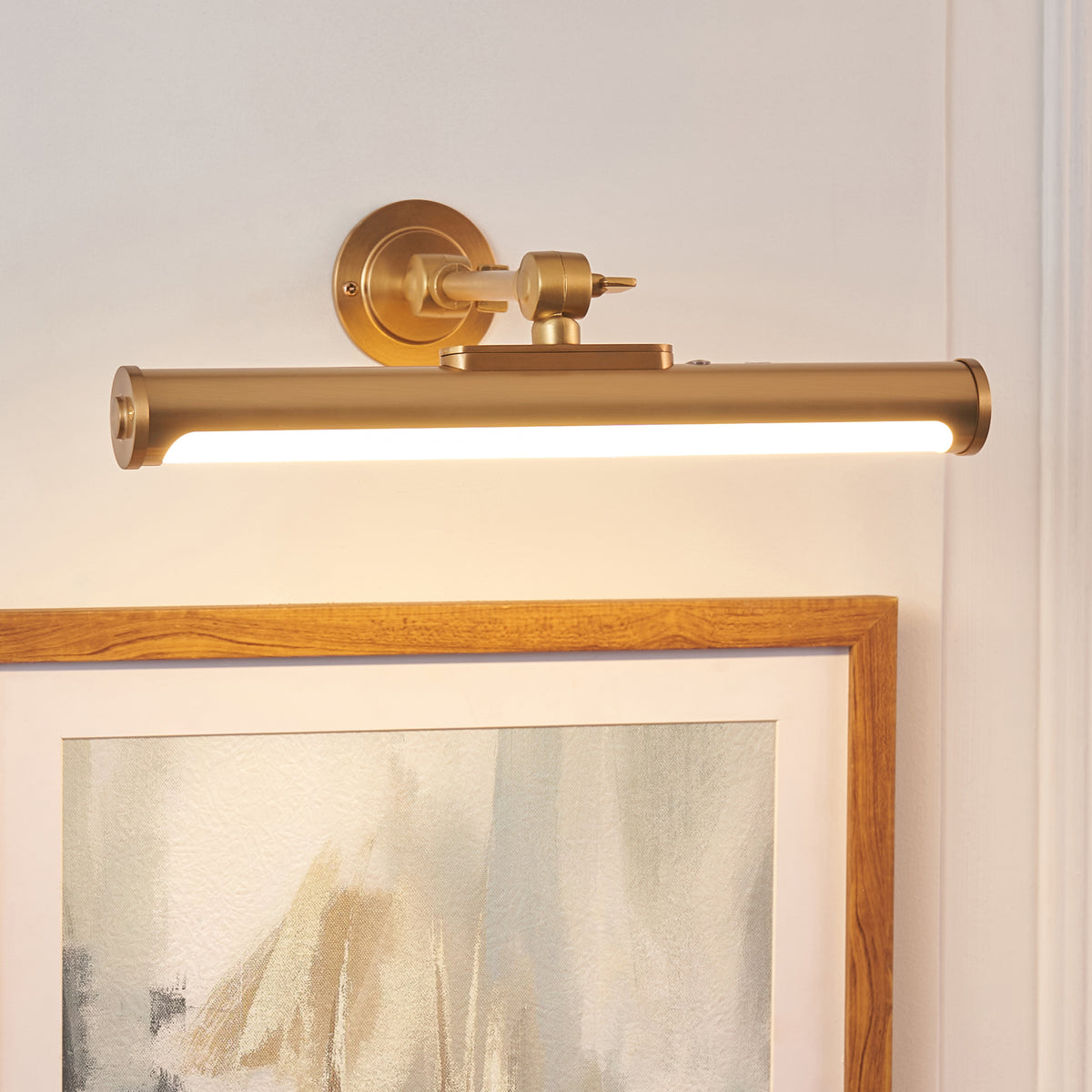 Endon Kas Rechargeable Picture Light Warm brass plate & frosted pc