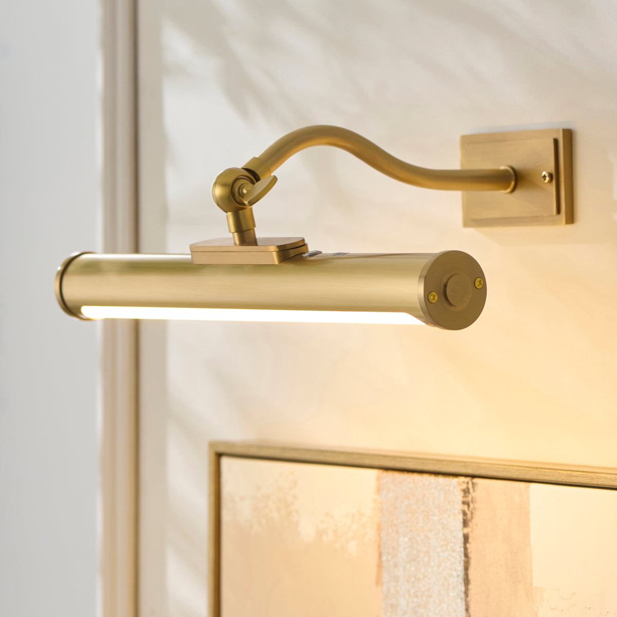 Endon Maris Rechargeable Picture Light Warm brass plate & frosted pc