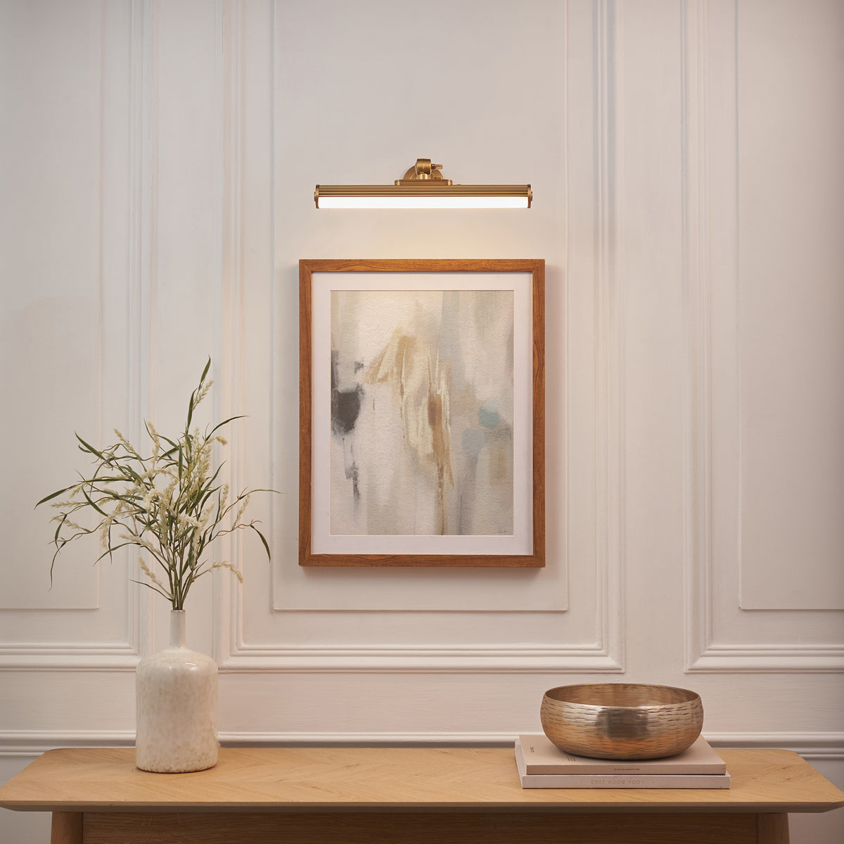 Endon Cirali Rechargeable Picture Light Warm brass plate & frosted pc
