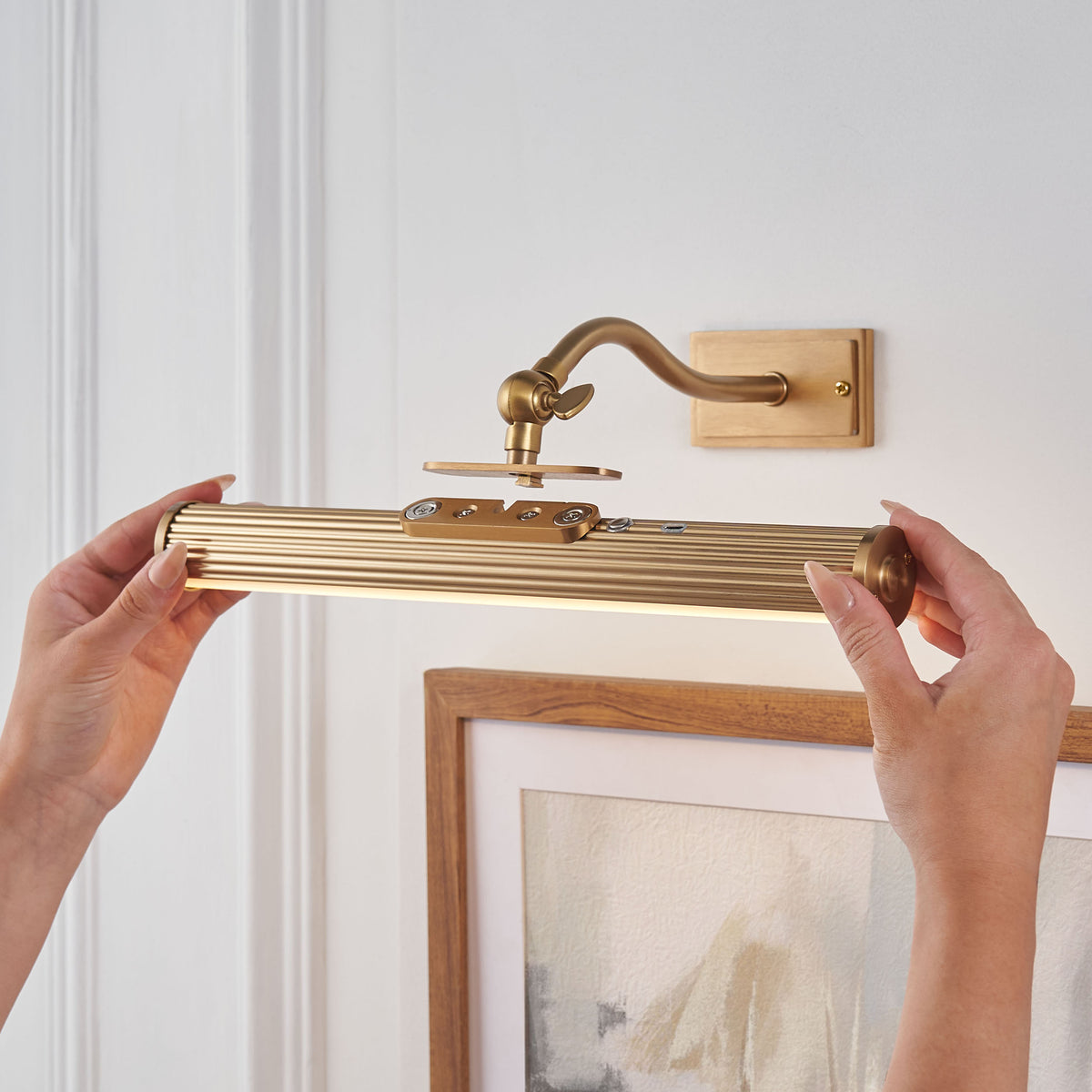 Endon Kindos Rechargeable Picture Light Warm brass plate & frosted pc
