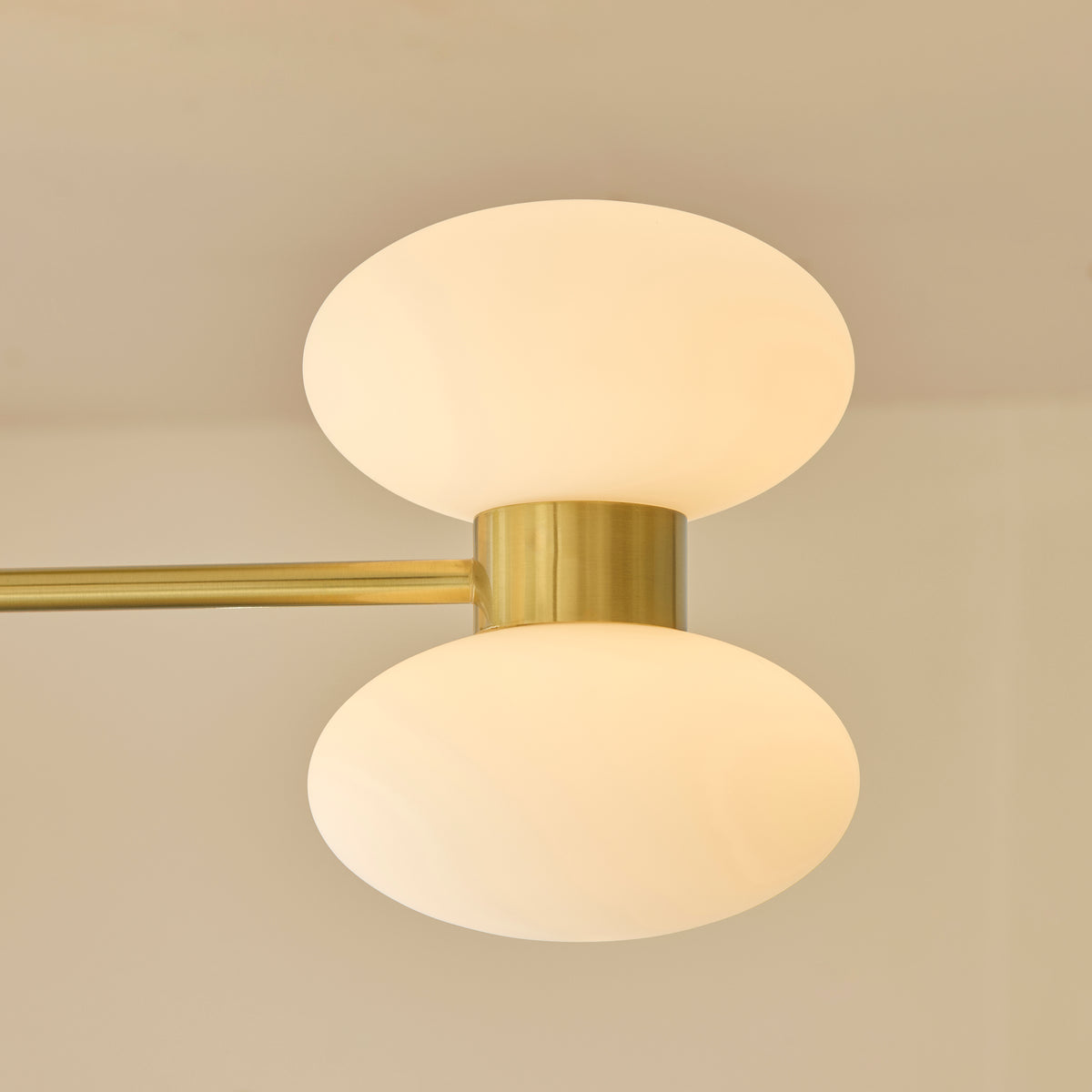 Endon Rossano 6lt Semi Flush Warm brass plate & opal glass