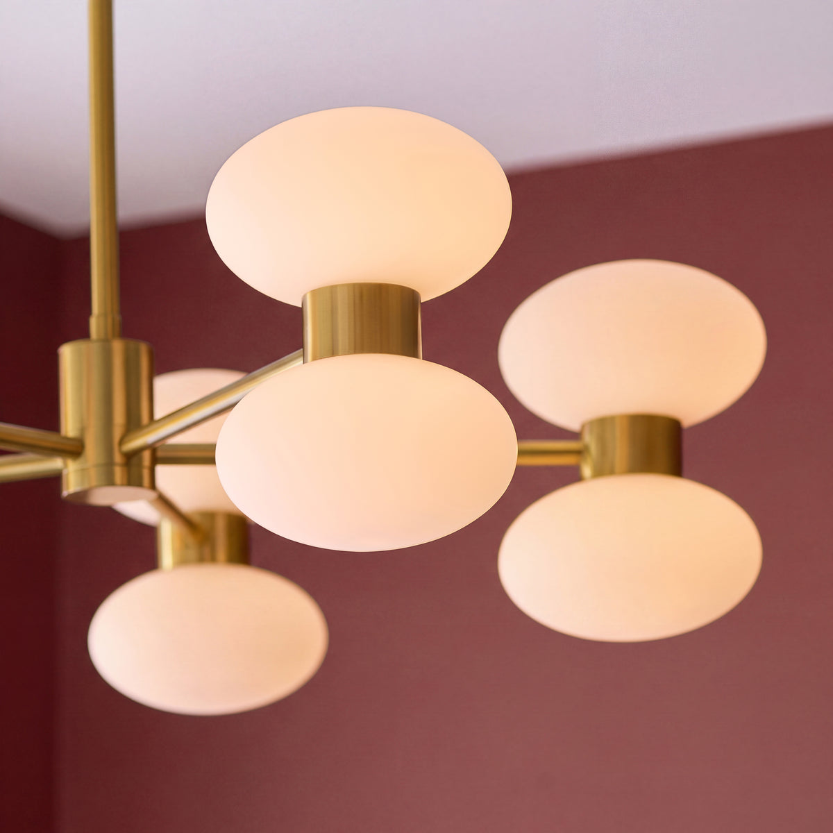 Endon Rossano 10lt Pendant Warm brass plate & opal glass