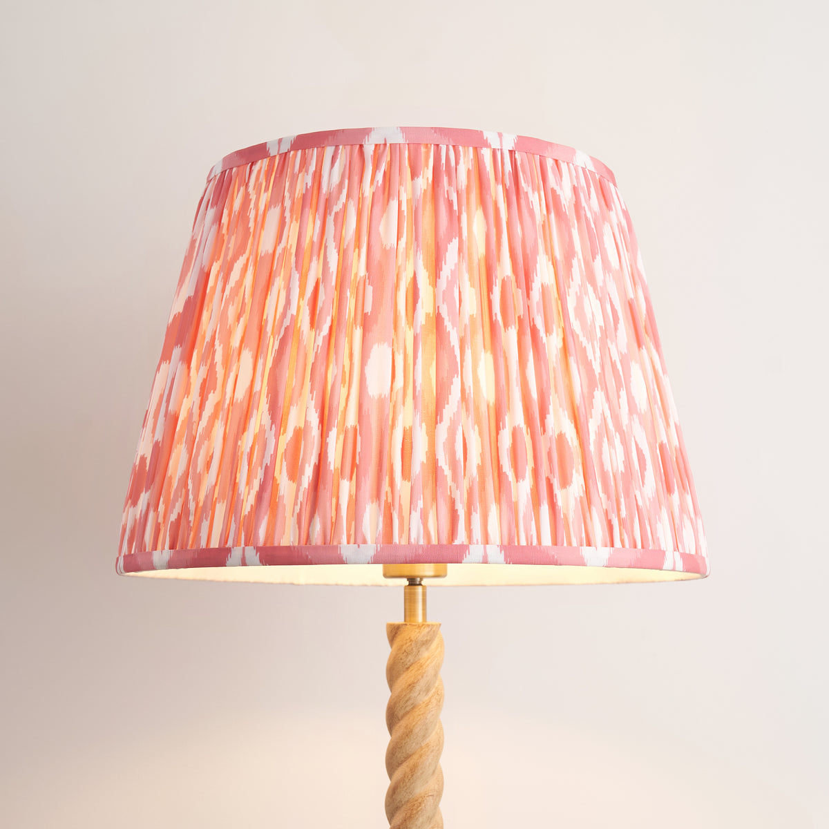 Endon Twist & Ikat 40cm Floor Oak effect resin & coral pink fabric