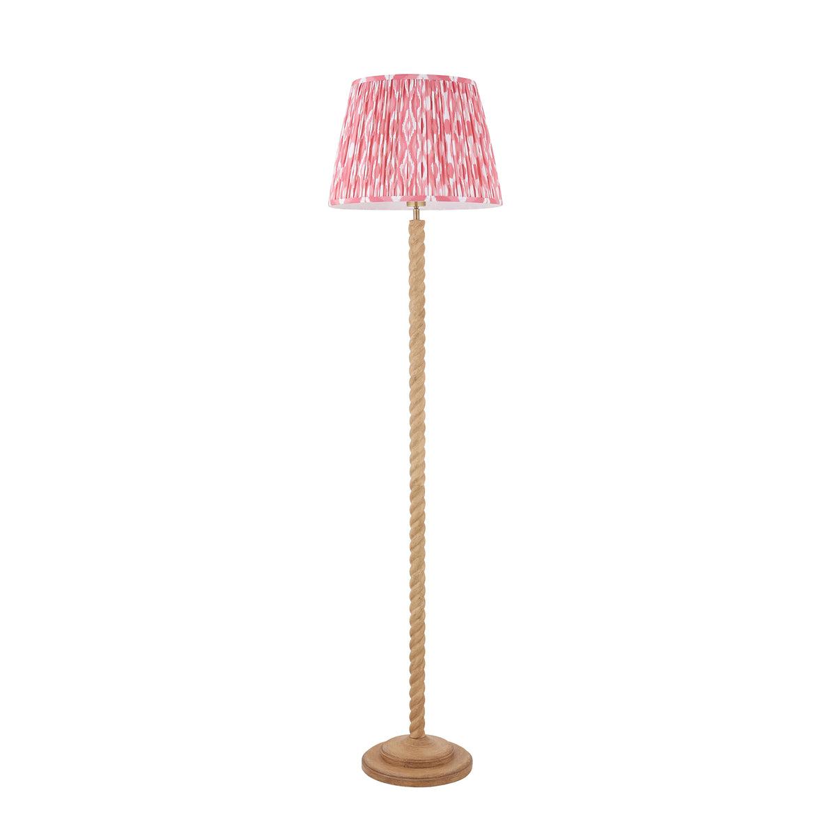 Endon Twist & Ikat 40cm Floor Oak effect resin & coral pink fabric