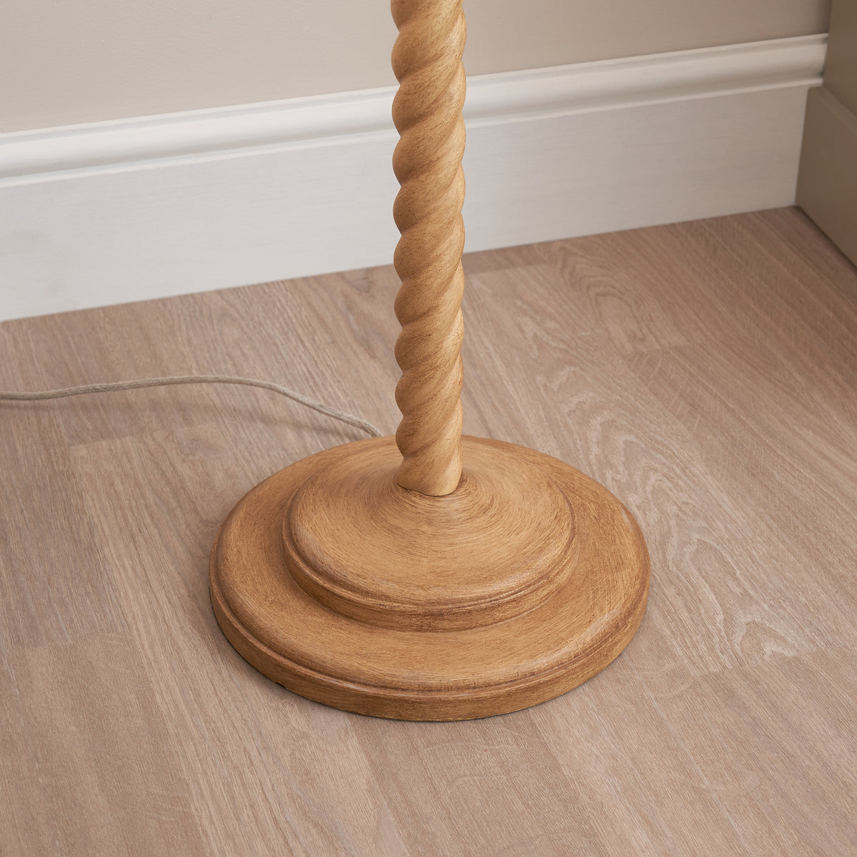 Endon Twist & Leaf 40cm Floor Oak effect resin & herb garden green fabric
