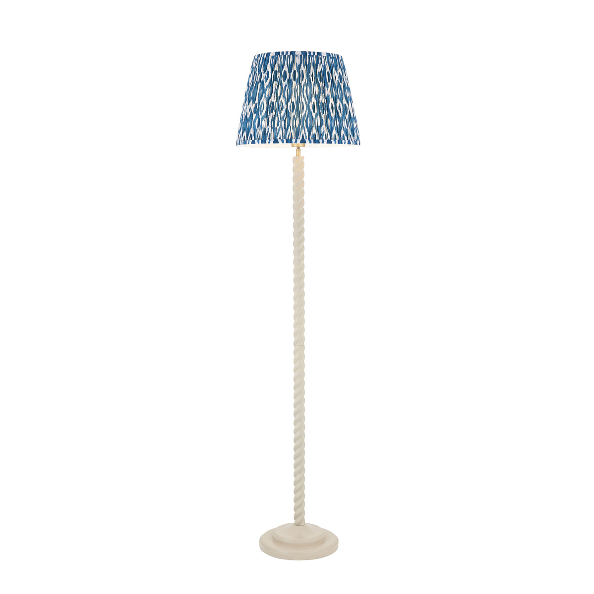 Endon Twist & Ikat 40cm Floor Satin almond white paint & marlin blue fabric