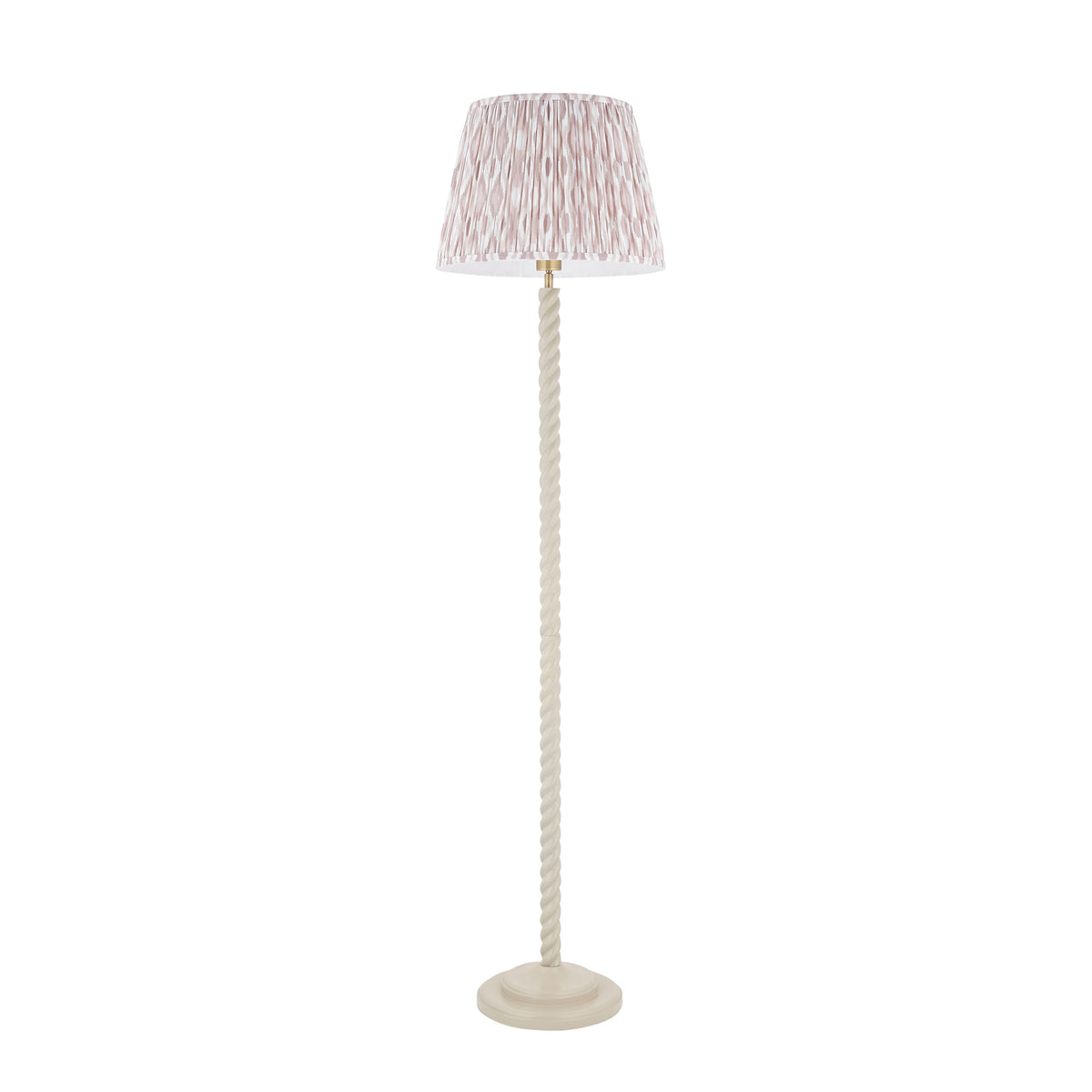 Endon Twist & Ikat 40cm Floor Satin almond white paint & neutral print fabric