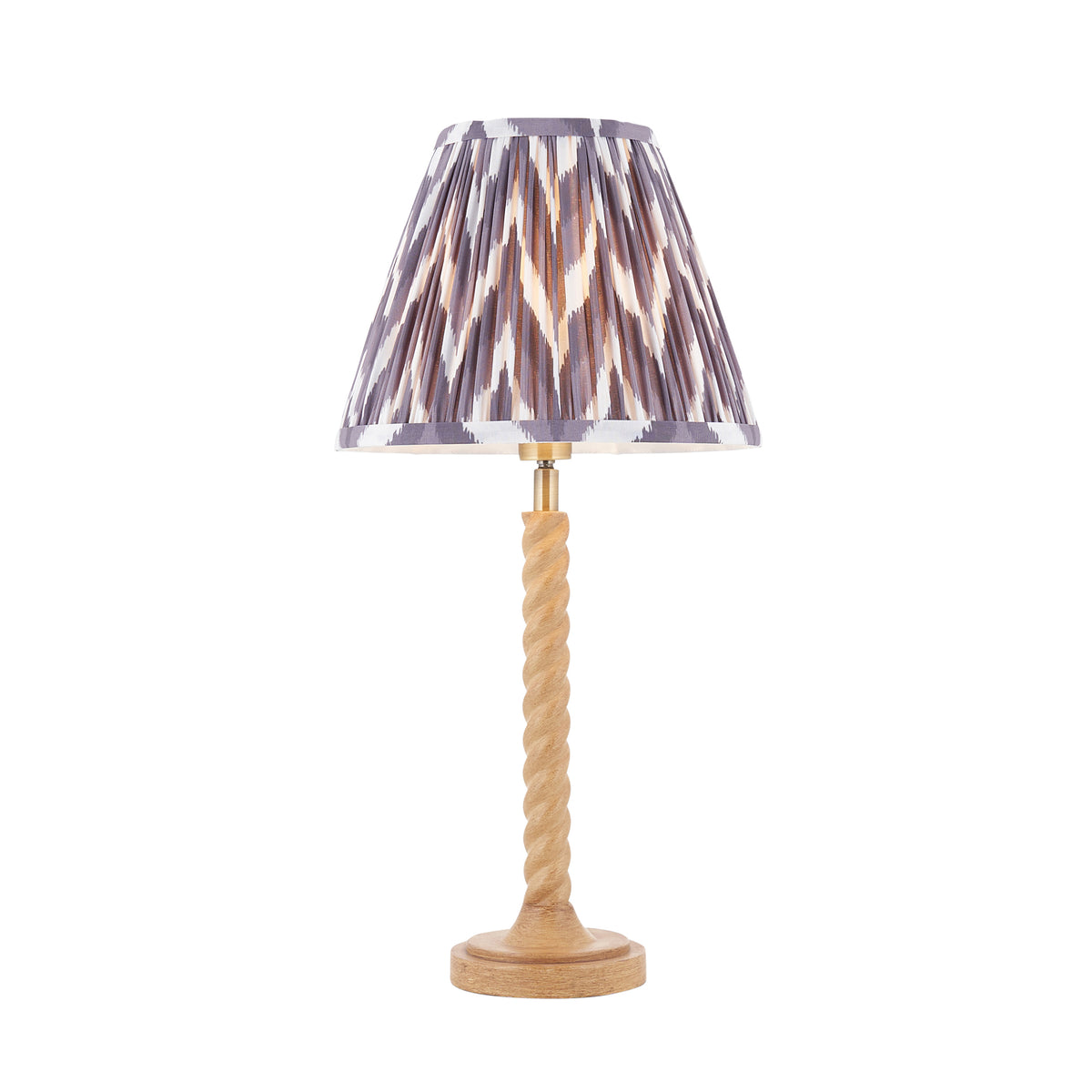 Endon Twist & Zigzag 25cm Table Oak effect resin & pearl grey fabric