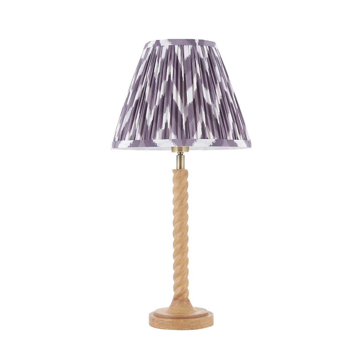 Endon Twist & Zigzag 25cm Table Oak effect resin & pearl grey fabric
