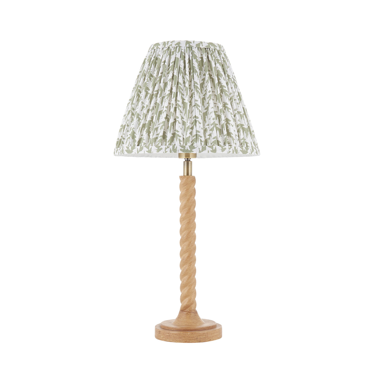 Endon Twist & Leaf 25cm Table Oak effect resin & herb garden green fabric