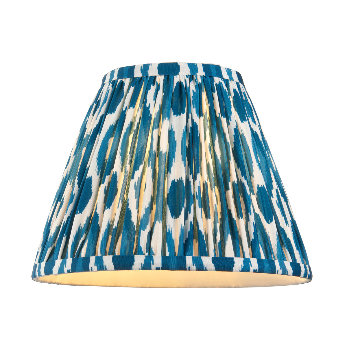 Endon Twist & Ikat 25cm Table Satin almond white paint & marlin blue fabric