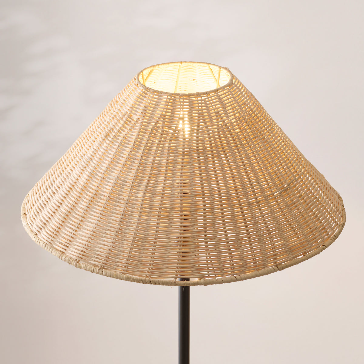 Endon Arlo & Rattan 52cm Floor Matt black & natural rattan