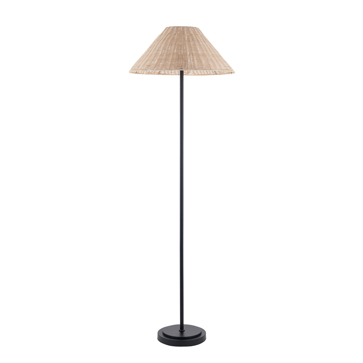 Endon Arlo & Rattan 52cm Floor Matt black & natural rattan