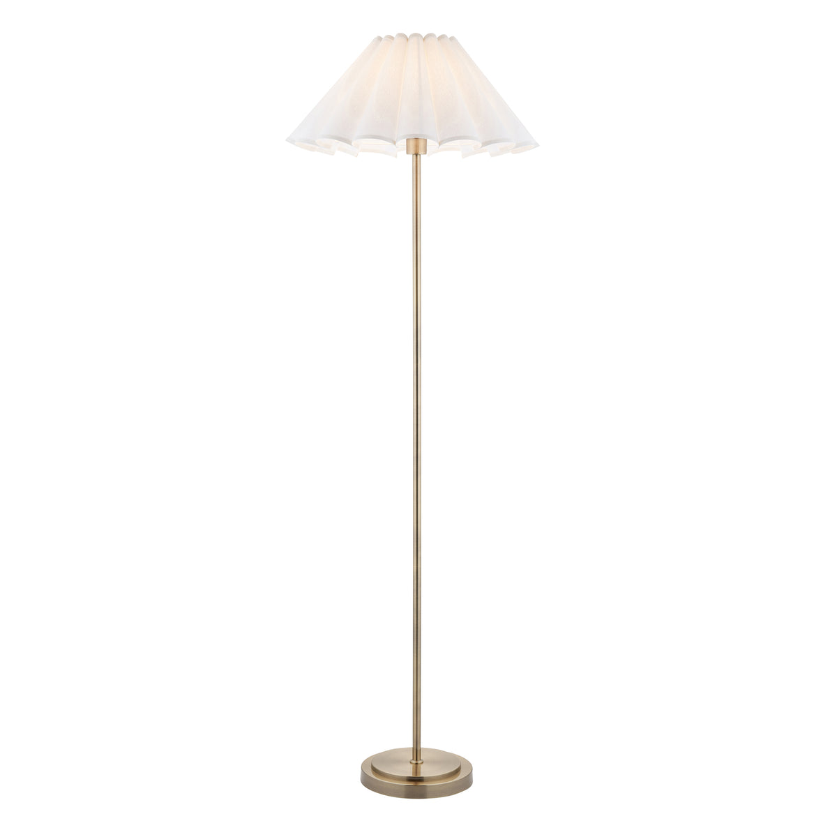 Endon Arlo & Ayla 53cm Floor Antique brass plate & vintage white cotton