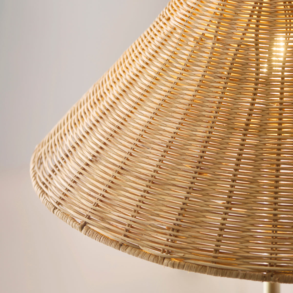 Endon Arlo & Rattan 52cm Floor Antique brass plate & dark rattan