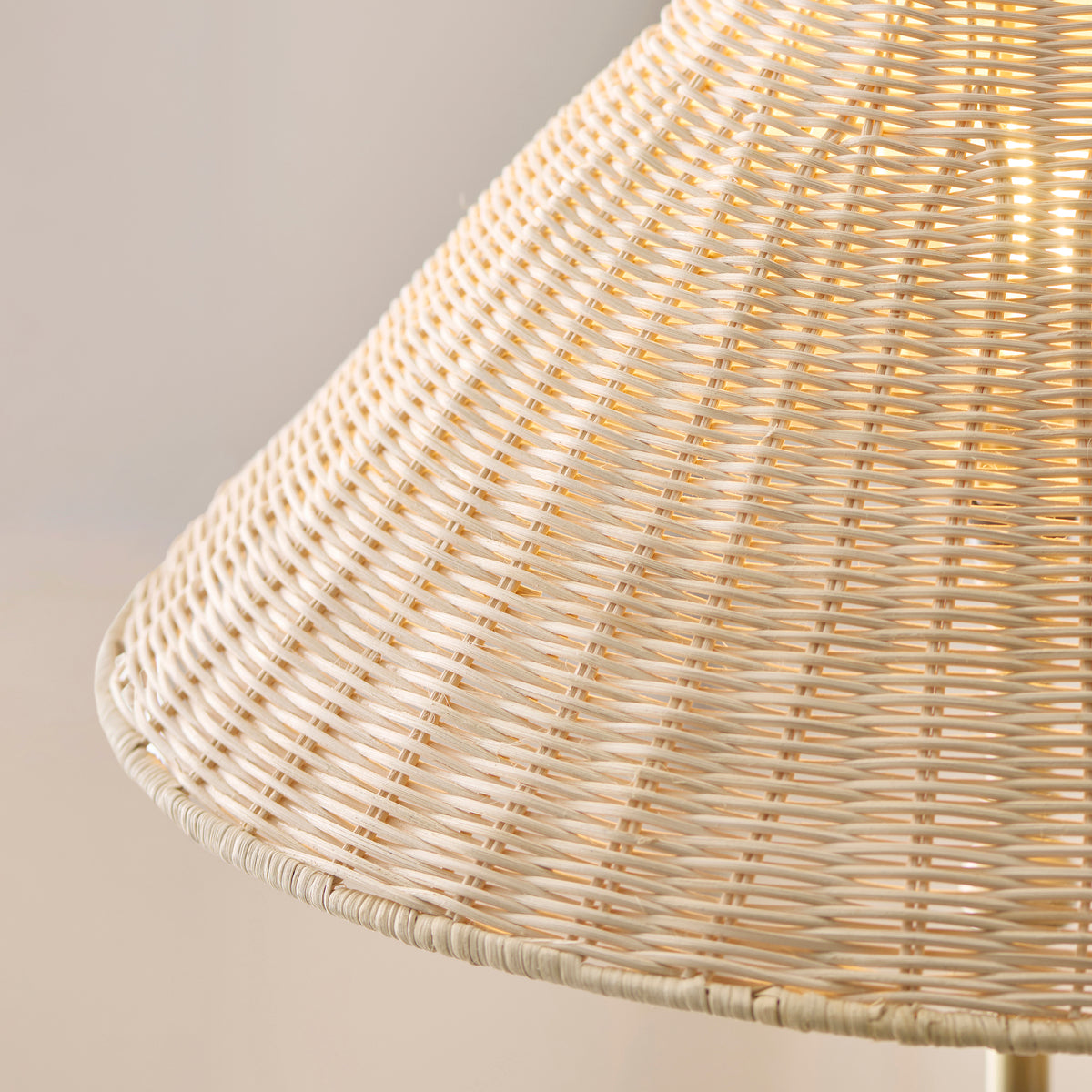 Endon Arlo & Rattan 52cm Floor Antique brass plate & natural rattan