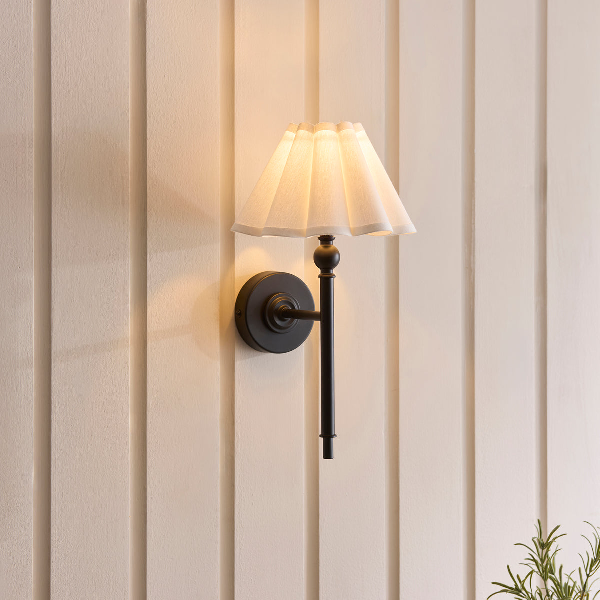 Endon Sylvie Wall Matt black & vintage white cotton
